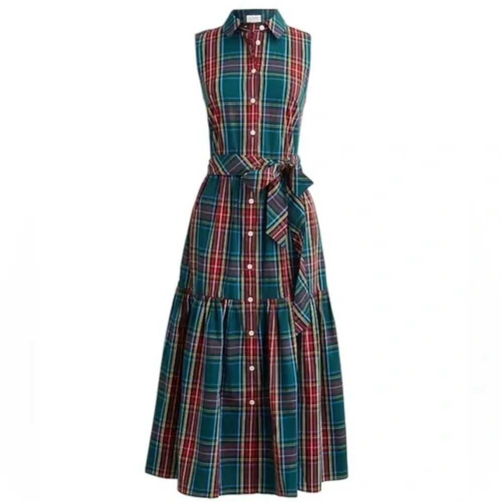 J.Crew Sleeveless Plaid Tartan Shirtdress | Womens 16
